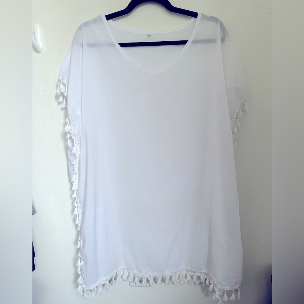 White Tassel Swim Cover Up